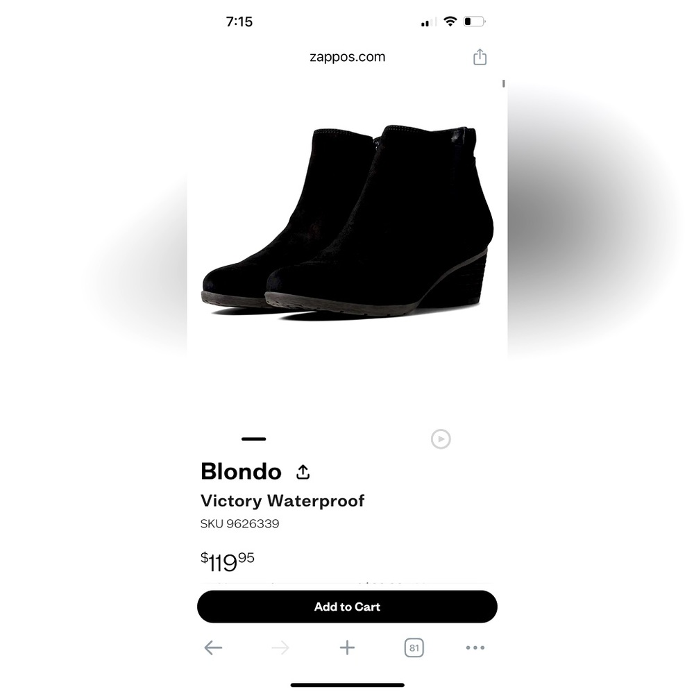 Black Waterproof Blondo Booties NWT